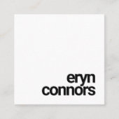 ミニマルモダンタイポグラフィ白黒 スクエア名刺 (正面)