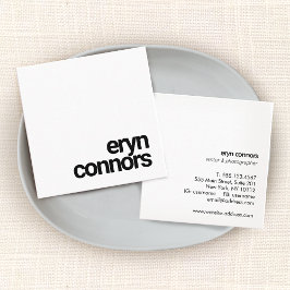 ミニマルモダンタイポグラフィ白黒 スクエア名刺