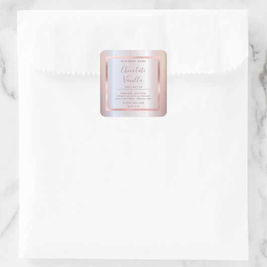 ミニマルモダンタイポグラフィ箔バラ金ゴールド枠 スクエアシール (バッグ)