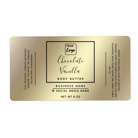 ミニマルモダンタイポグラフィ金ゴールドロゴ製品 ラベル (正面)