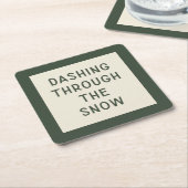 ミニマルモダンタイポグラフィ | Green スクエアペーパーコースター (アングル)