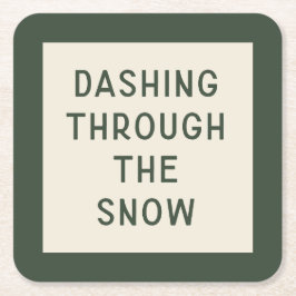 ミニマルモダンタイポグラフィ | Green スクエアペーパーコースター