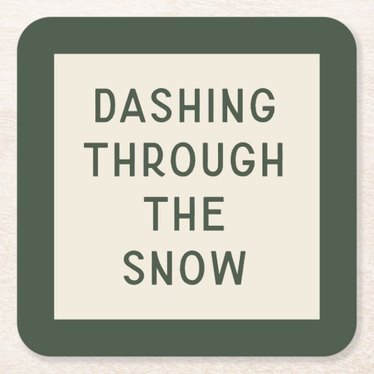 ミニマルモダンタイポグラフィ | Green スクエアペーパーコースター (正面)