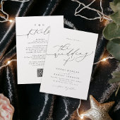 ミニマルモダンチックなスクリプトエレガントウェディング 招待状