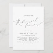 ミニマルモダンチックなスクリプトスタイルのプレリハーサルディナー 招待状 (正面)