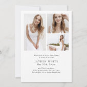 ミニマルモダンチックなスクリプト写真 卒業式 招待状 (裏面)