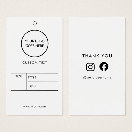 ミニマルモダンチックな商品プライスタグ (正面&裏面)
