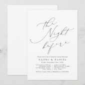 ミニマルモダンチックな脚本のリハーサルディナー 招待状 (正面/裏面)