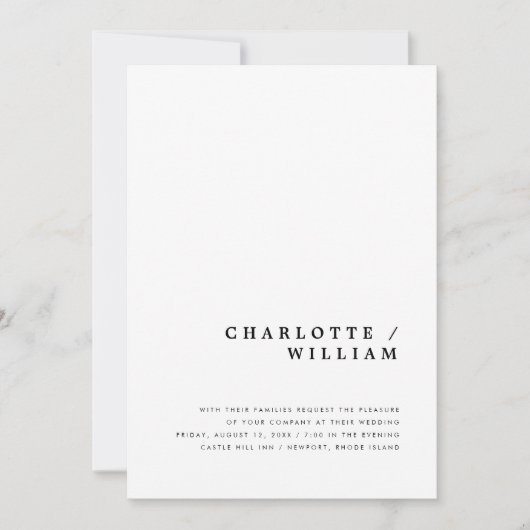 ミニマルモダンチックタイポグラフィーウェディングインビテーション 案内状 (正面)