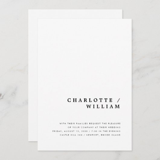 ミニマルモダンチックタイポグラフィーウェディングインビテーション 案内状 (正面/裏面)