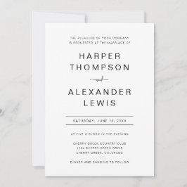 ミニマルモダンチックタイポグラフィーウェディング 招待状