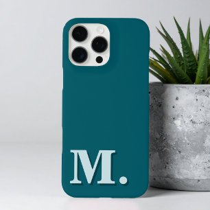 ミニマルモダンティール(緑がかった色)モノグラムイニシャル iPhone 16 PRO MAXケース