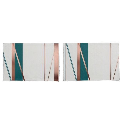 ミニマルモダンティール（緑がかった色）&銅抽象芸術調和 枕カバー (フロントセット)