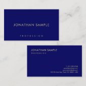 ミニマルモダンテンプレートエレガントネイビーブルー金ゴールド 名刺 (正面/裏面)