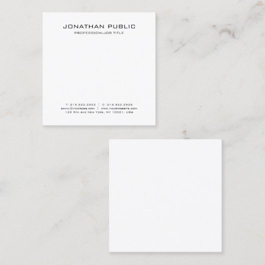 ミニマルモダンデザインエレガントトレンディープレーン スクエア名刺 (正面/裏面)