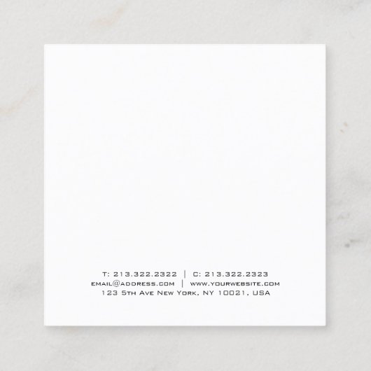 ミニマルモダンデザインプエレガントラントレンディー スクエア名刺 (裏面)