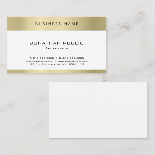 ミニマルモダンデザイン金ゴールドプエレガントライナラグジュアリー 名刺 (正面/裏面)