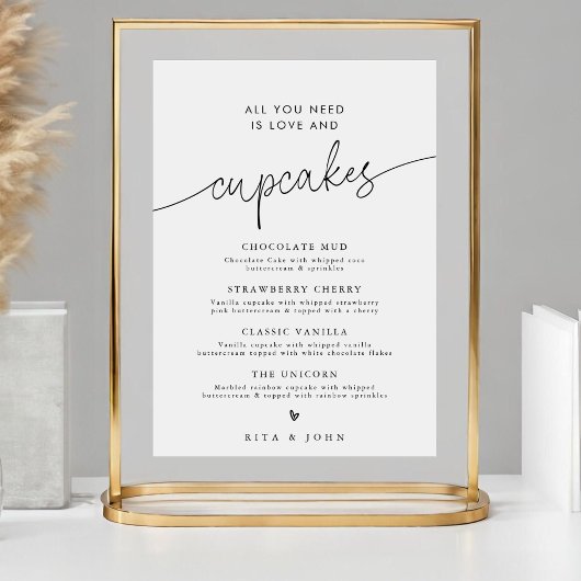 ミニマルモダンデザートのカップケーキメ結婚ニューの看板 ポスター