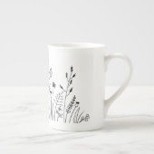ミニマルモダントレンディーライン植物学 ボーンチャイナマグカップ (右)