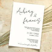 ミニマルモダンナリスト名スクリプト書道ブラック 招待状