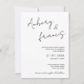 ミニマルモダンナリスト名スクリプト書道ブラック 招待状 (正面)