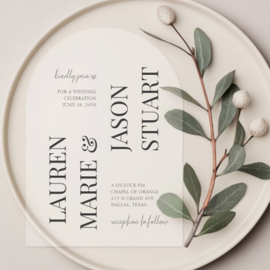 ミニマルモダンナリスト名Writhl Black アクリル招待状