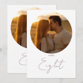 ミニマルモダンナリストMauveスクリプトテーブル番号 招待状 (正面/裏面)