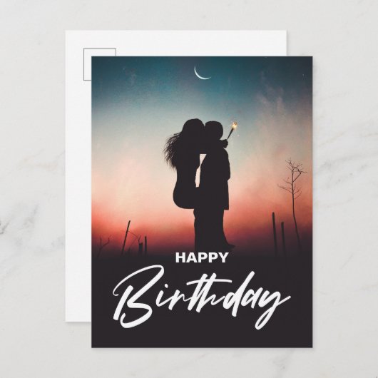 ミニマルモダンハッピーバースデーあいさつウェットフォト ポストカード (正面/裏面)