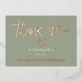 ミニマルモダンハートと台本あり結婚 箔招待状 (正面)