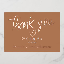 ミニマルモダンハート＆スクリプトありがとうウェディング 箔招待状