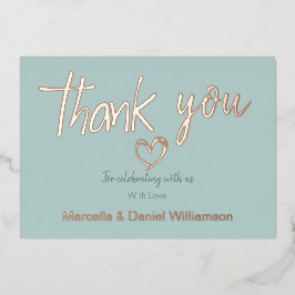 ミニマルモダンハート＆スクリプトウェディング 箔招待状