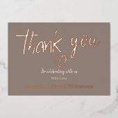 ミニマルモダンハート＆スクリプト サンクス ウェディング 箔招待状 (正面)