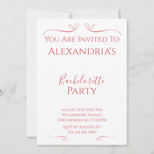 ミニマルモダンバチェロレッテ 招待状 (正面)