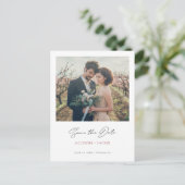 ミニマルモダンバラ金ゴールド写真の日付の保存 インビテーションポストカード (スタンド正面)