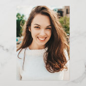 ミニマルモダンバラ金ゴールド卒業写真 箔招待状 (裏面)