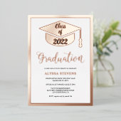 ミニマルモダンバラ金ゴールド卒業写真 箔招待状 (立ち正面)