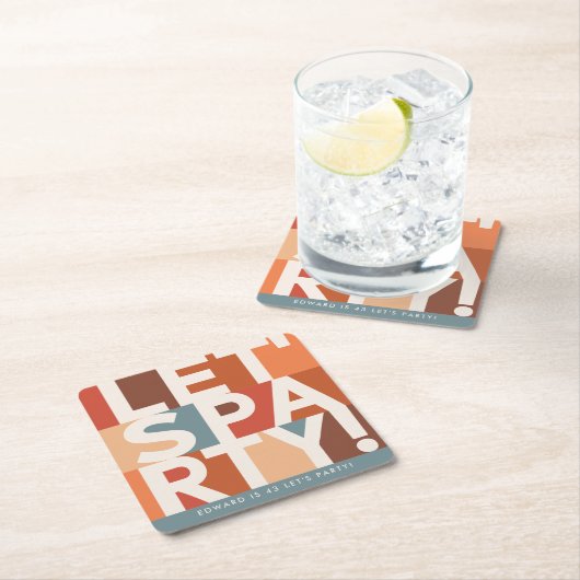 ミニマルモダンパーティーはっきりした スクエアペーパーコースター (インサイチュ)