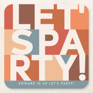 ミニマルモダンパーティーはっきりした スクエアペーパーコースター