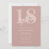 ミニマルモダンピンク 18歳の誕生日パーティー 招待状 (正面)