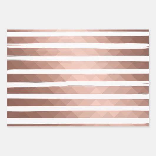 ミニマルモダンピンストライプク金ゴールドのクリスマスツリー ラッピングペーパーシート (正面)