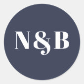 ミニマルモダンフォントモノグラ結婚ムのシール ラウンドシール (正面)