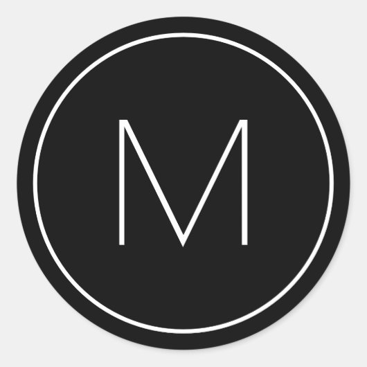 ミニマルモダンフォント独身のレターモノグラムの ラウンドシール (正面)