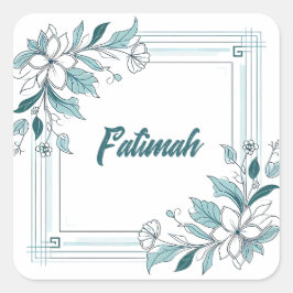 ミニマルモダンフローラの名前（白と緑） スクエアシール