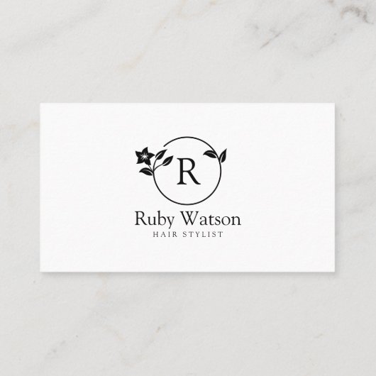 ミニマルモダンフローライニシャル美容師 ロイヤリティカード (裏面)