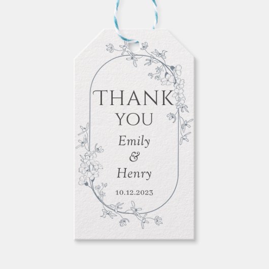 ミニマルモダンフローラエレガントなウェディングギフトラベル ギフトタグ (正面)