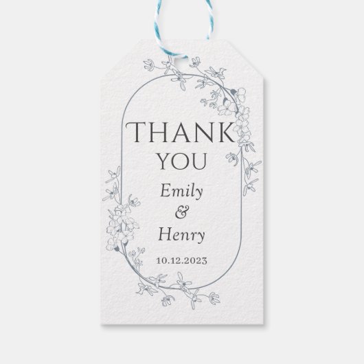 ミニマルモダンフローラエレガントなウェディングギフトラベル ギフトタグ (裏面)