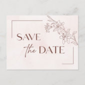 ミニマルモダンフローラスケッチエレガントな結婚式 インビテーションポストカード (正面)