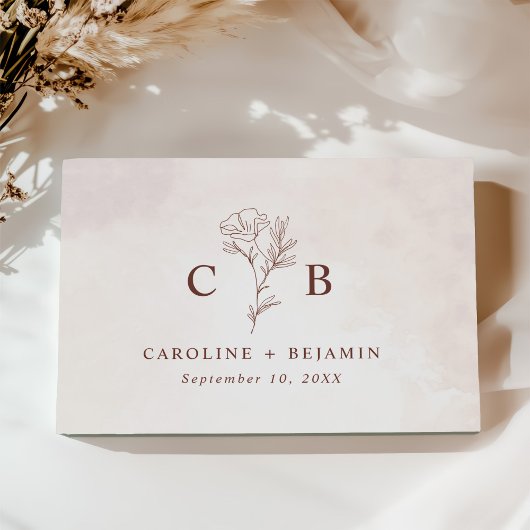 ミニマルモダンフローラスケッチエレガントな結婚式 ゲストブック