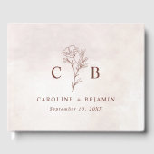 ミニマルモダンフローラスケッチエレガントな結婚式 ゲストブック (正面)