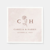 ミニマルモダンフローラスケッチエレガントな結婚式 スタンダードカクテルナプキン (正面)